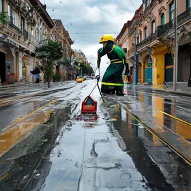 Prefeitura está limpando as laterais da Rua Manoel Francisco da Costa