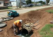 manutenção em rede de esgoto