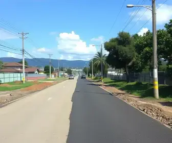 obras de pavimentação entre Jaraguá do Sul e Pomerode